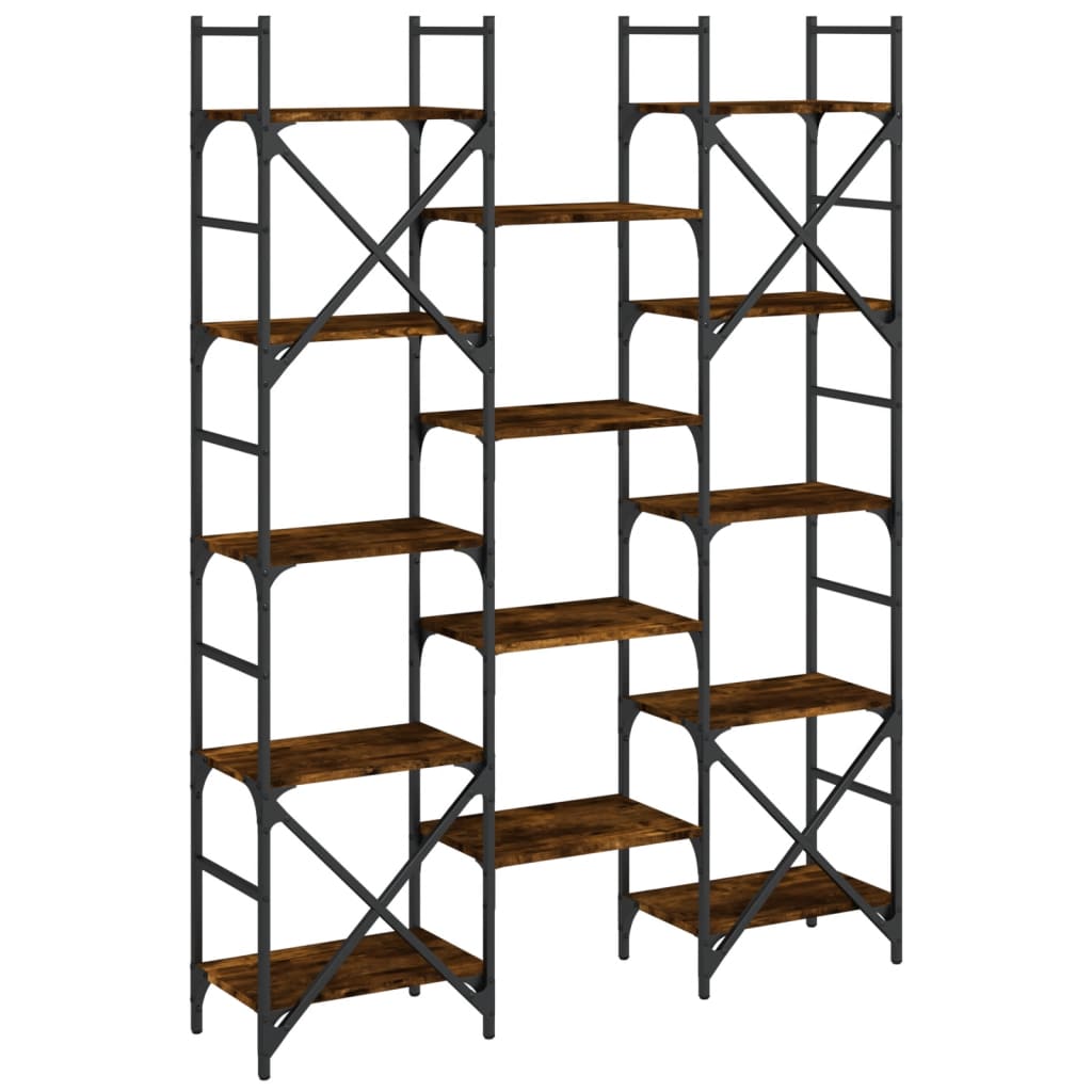 Bibliothèque chêne fumé 127,5x28,5x172,5 cm bois d'ingénierie