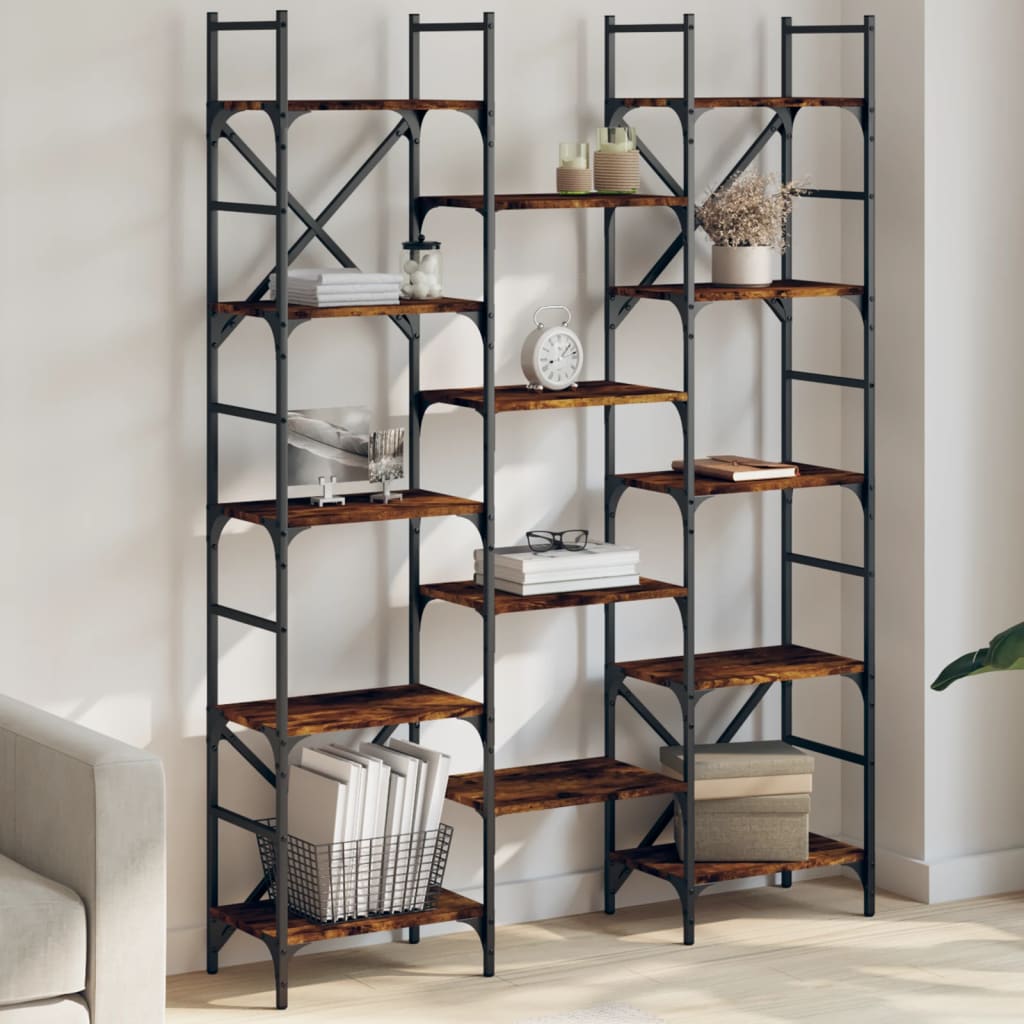 Bibliothèque chêne fumé 127,5x28,5x172,5 cm bois d'ingénierie