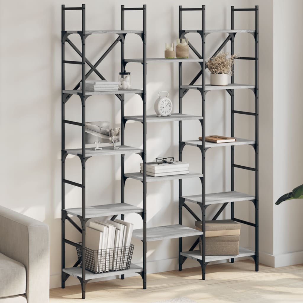 Bibliothèque sonoma gris 127,5x28,5x172,5 cm bois d'ingénierie - XIOS