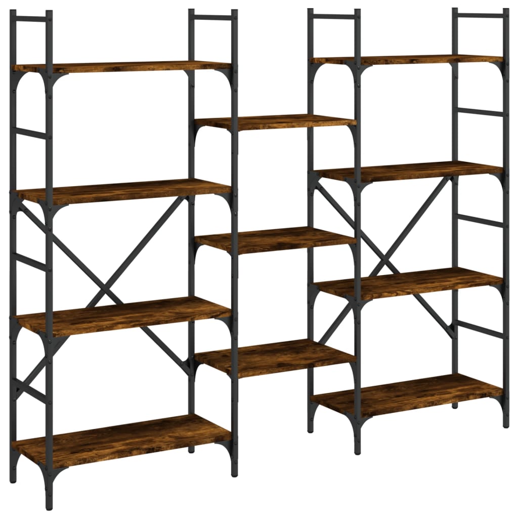 Bibliothèque chêne fumé 160x28,5x136,5 cm bois d'ingénierie - XIOS