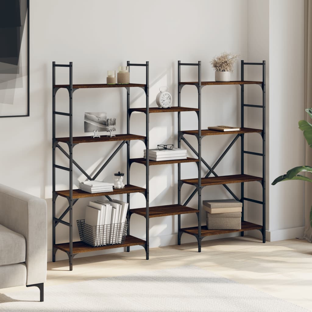 Bibliothèque chêne marron 160x28,5x136,5 cm bois d'ingénierie - XIOS