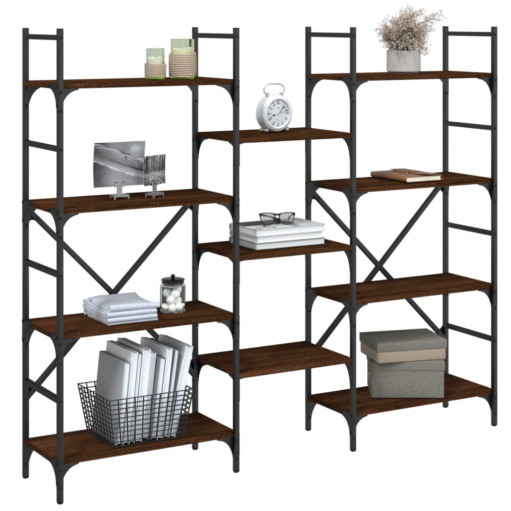 Bibliothèque chêne marron 160x28,5x136,5 cm bois d'ingénierie - XIOS