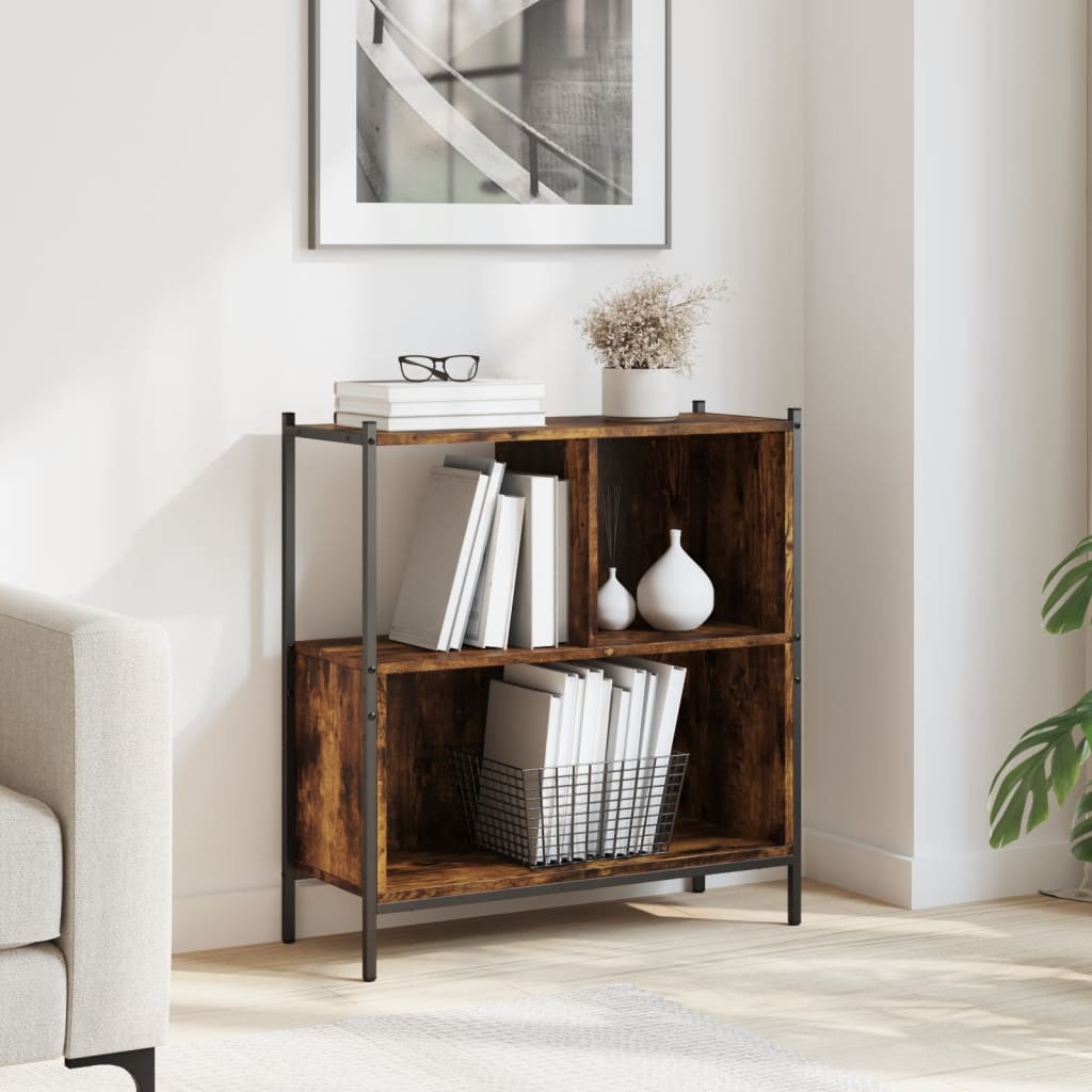 Bibliothèque chêne fumé 72x28x77,5 cm bois d'ingénierie - XIOS