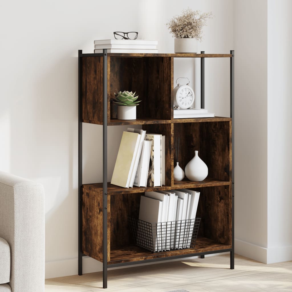 Bibliothèque chêne fumé 72x28x109 cm bois d'ingénierie - XIOS
