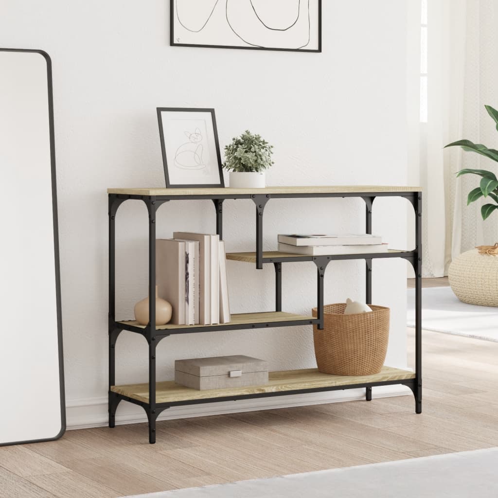 Table console chêne sonoma 100x30x75 cm bois d'ingénierie - XIOS