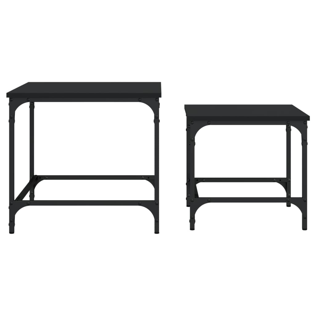 Tables basses gigognes 2 pcs noir bois d'ingénierie - XIOS