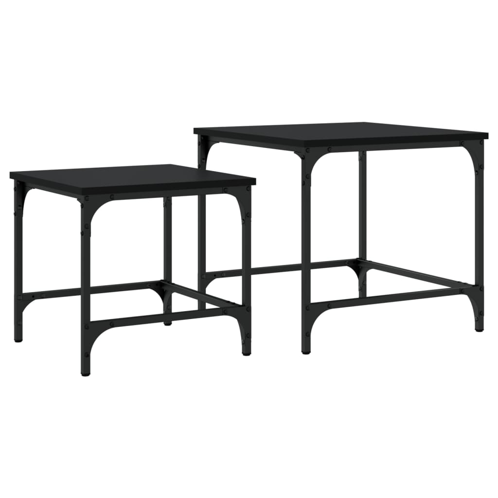 Tables basses gigognes 2 pcs noir bois d'ingénierie - XIOS