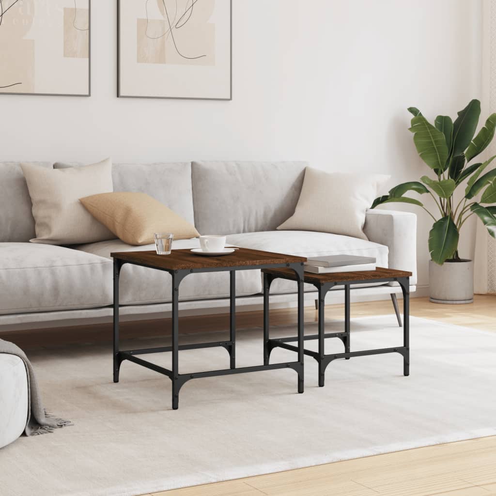 Tables basses gigognes 2 pcs chêne marron bois d'ingénierie - XIOS