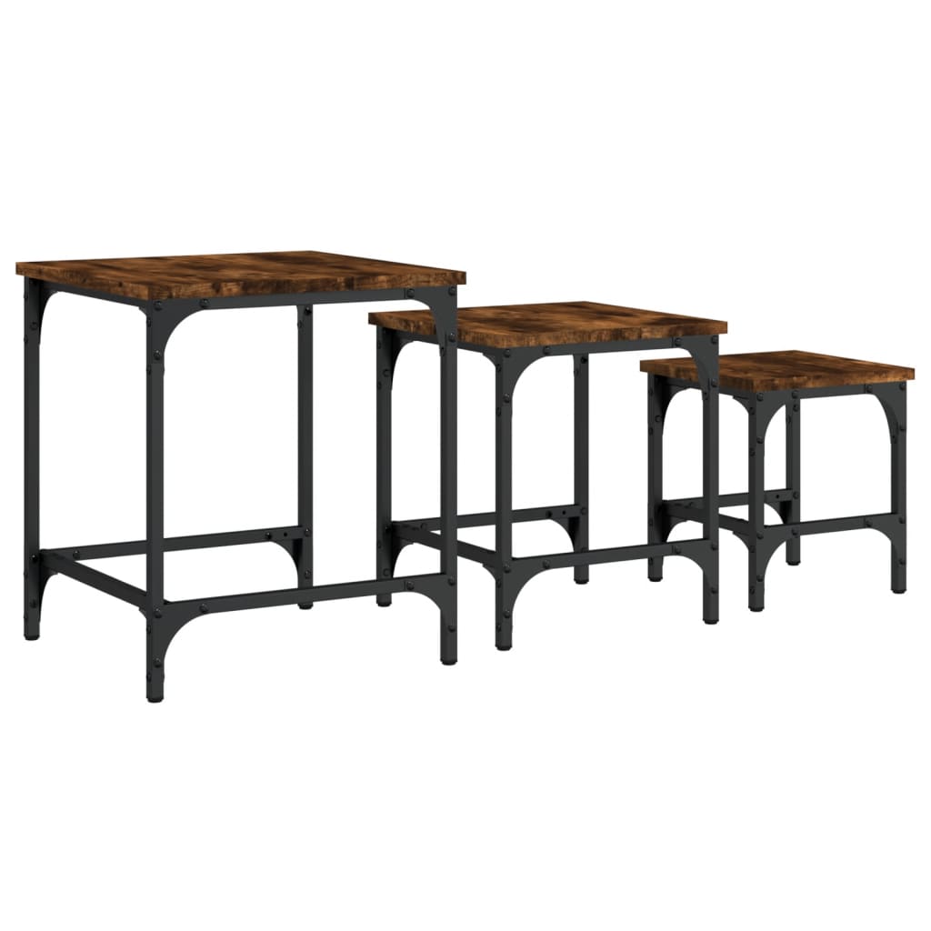 Tables basses gigognes 3 pcs chêne fumé bois d'ingénierie - XIOS