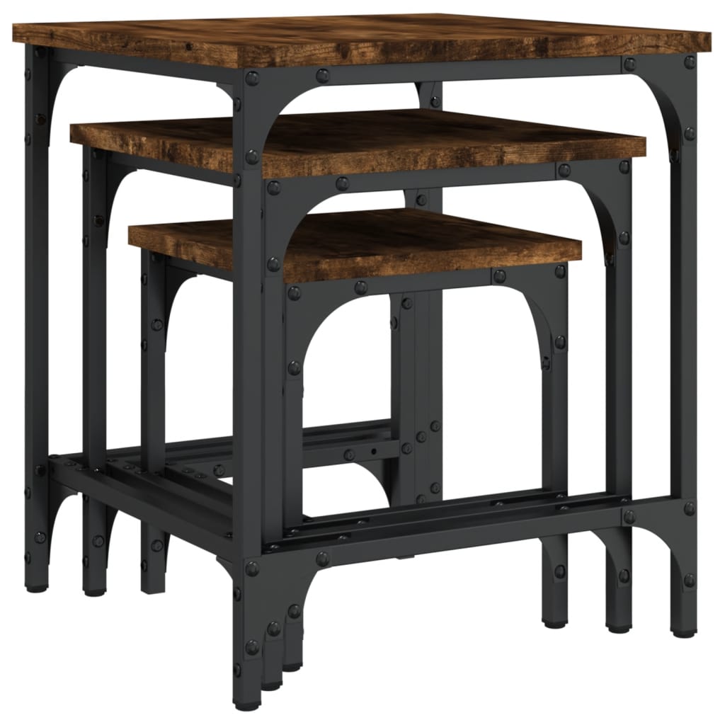 Tables basses gigognes 3 pcs chêne fumé bois d'ingénierie - XIOS