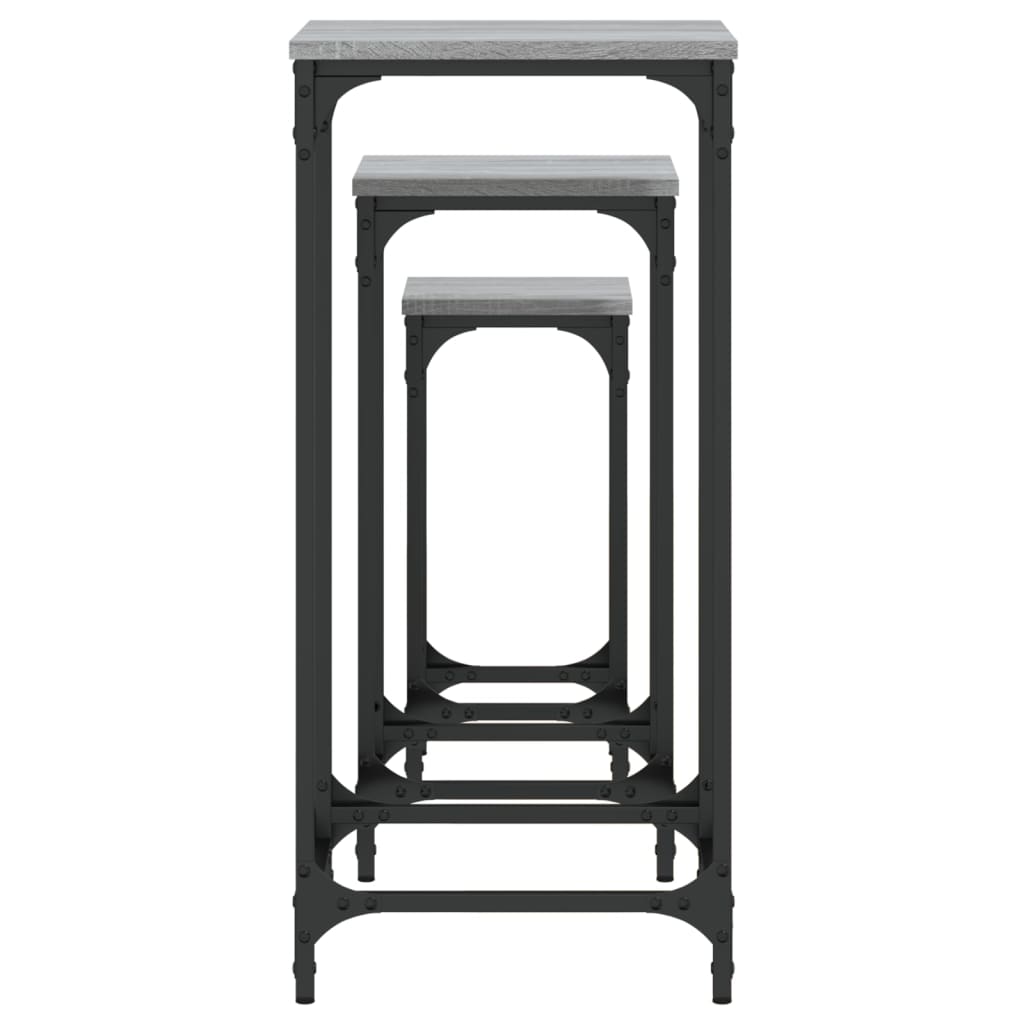 Tables d’appoint gigognes 3 pcs sonoma gris bois d'ingénierie - XIOS