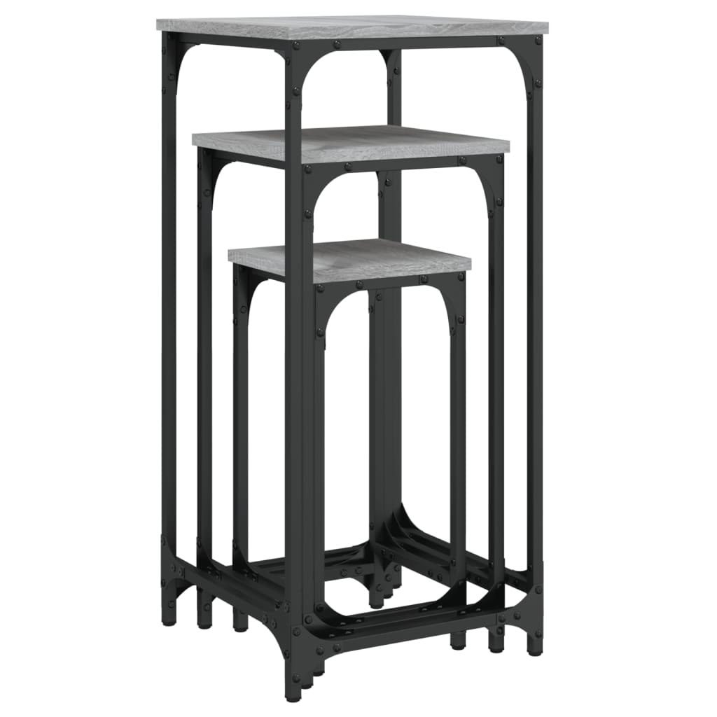 Tables d’appoint gigognes 3 pcs sonoma gris bois d'ingénierie - XIOS