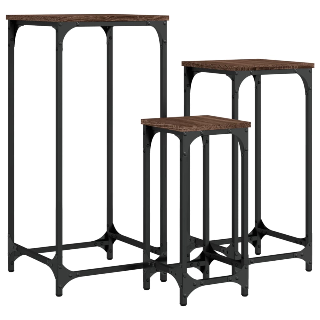 Tables d’appoint gigognes 3 pcs chêne marron bois d'ingénierie - XIOS