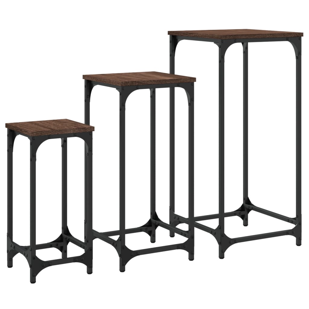 Tables d’appoint gigognes 3 pcs chêne marron bois d'ingénierie - XIOS