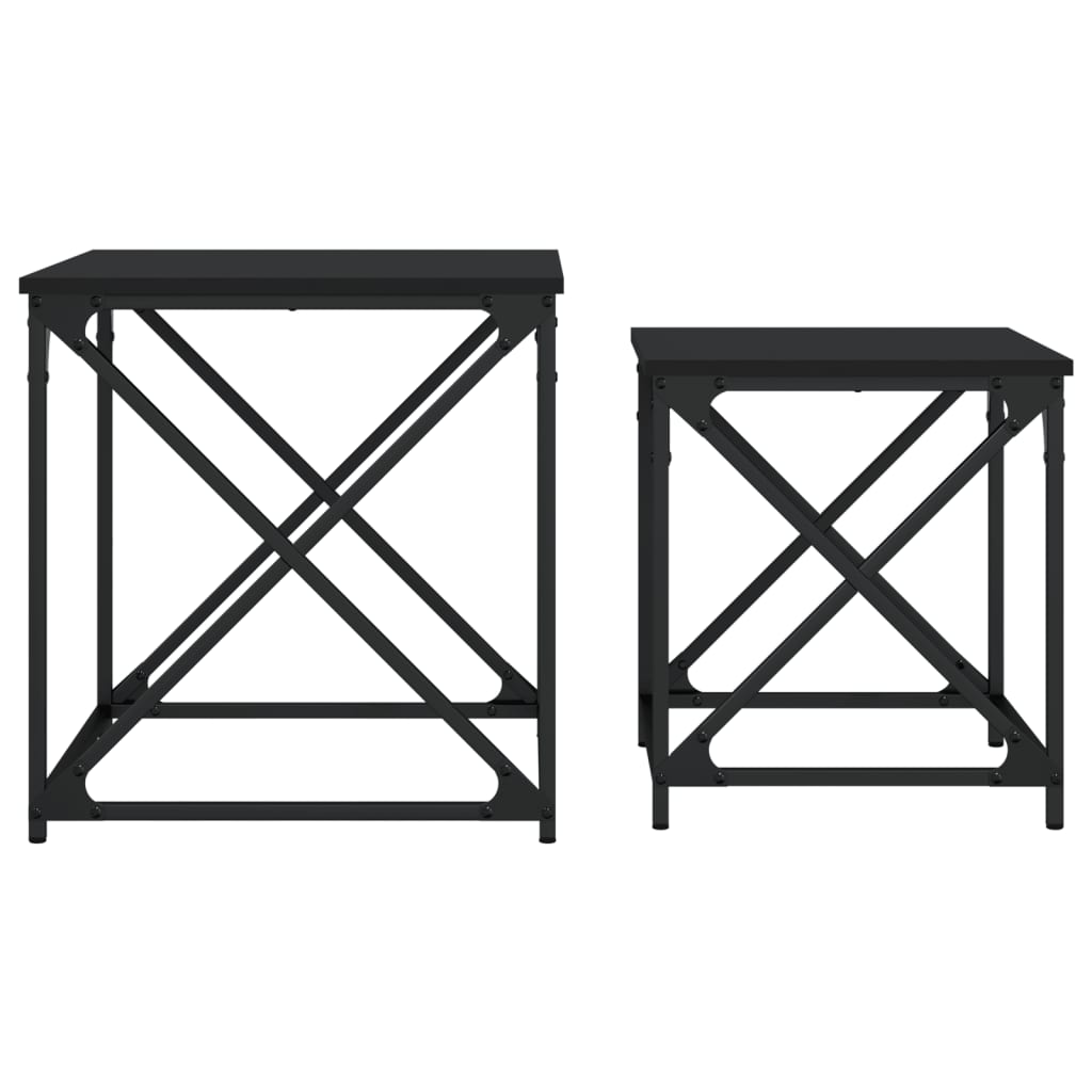 Tables basses gigognes 2 pcs noir bois d'ingénierie - XIOS
