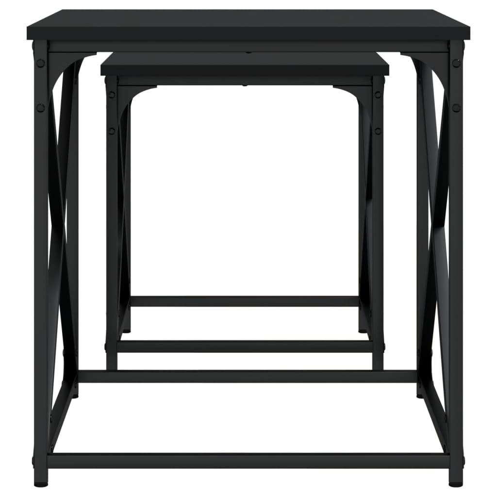 Tables basses gigognes 2 pcs noir bois d'ingénierie - XIOS