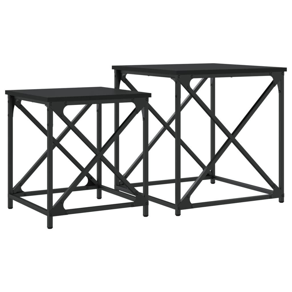 Tables basses gigognes 2 pcs noir bois d'ingénierie - XIOS