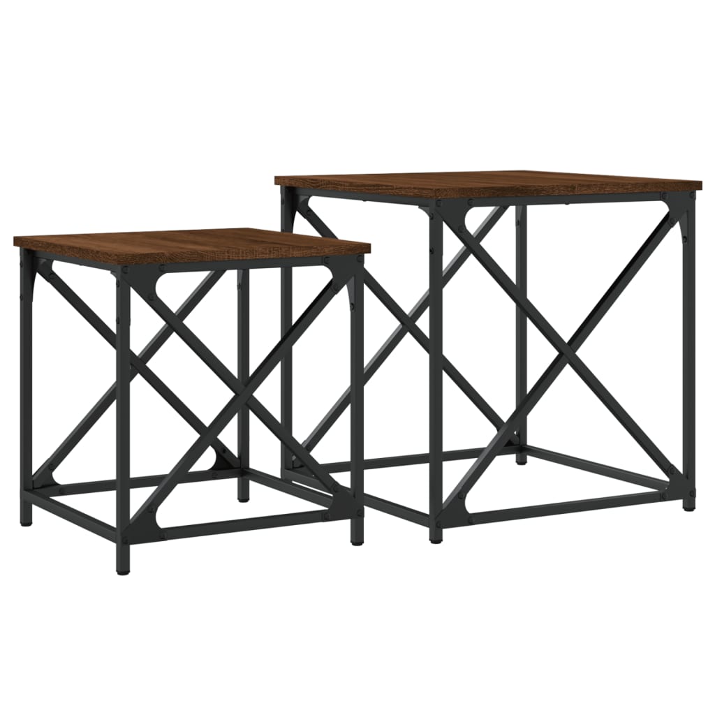 Tables basses gigognes 2 pcs chêne marron bois d'ingénierie - XIOS