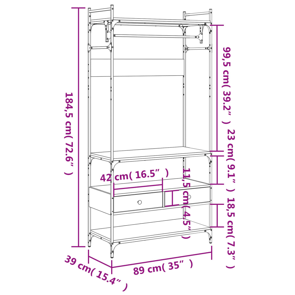 Armoire à tiroirs chêne sonoma 89x39x184,5 cm bois d'ingénierie - XIOS