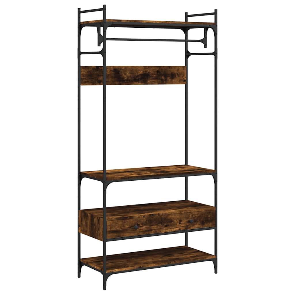 Armoire à tiroirs chêne fumé 89x39x184,5 cm bois d'ingénierie - XIOS