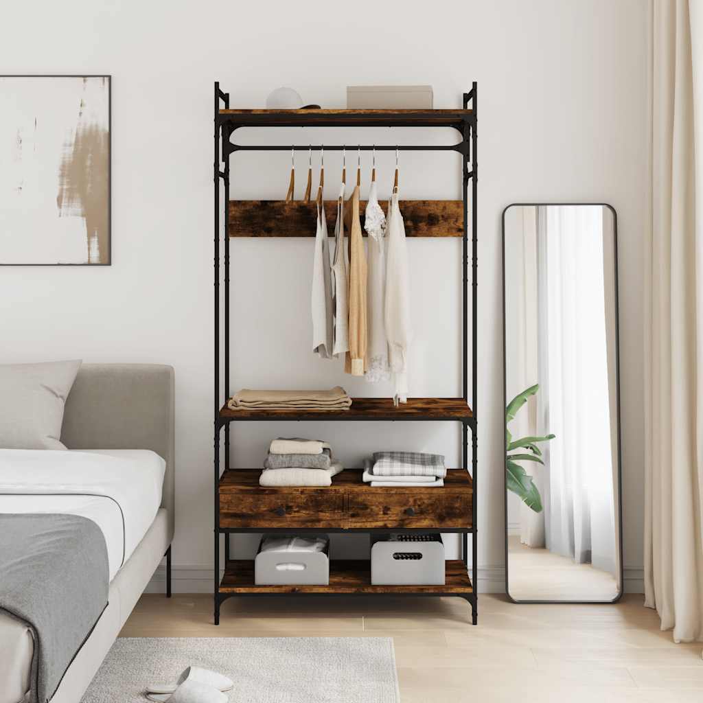 Armoire à tiroirs chêne fumé 89x39x184,5 cm bois d'ingénierie - XIOS