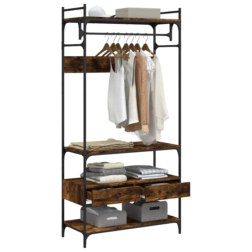 Armoire à tiroirs chêne fumé 89x39x184,5 cm bois d'ingénierie - XIOS