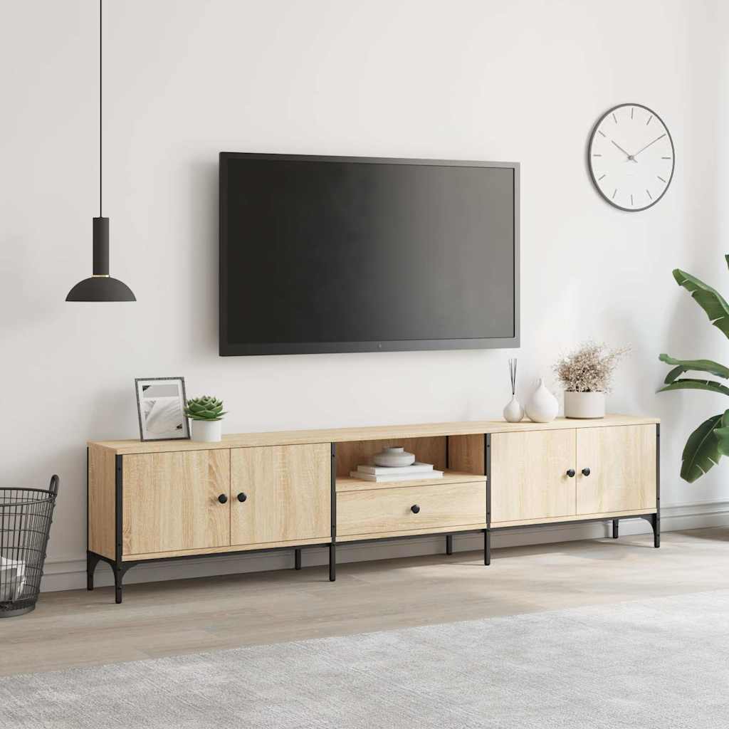 Meuble TV à tiroir chêne sonoma 200x25x44 cm bois d'ingénierie - XIOS