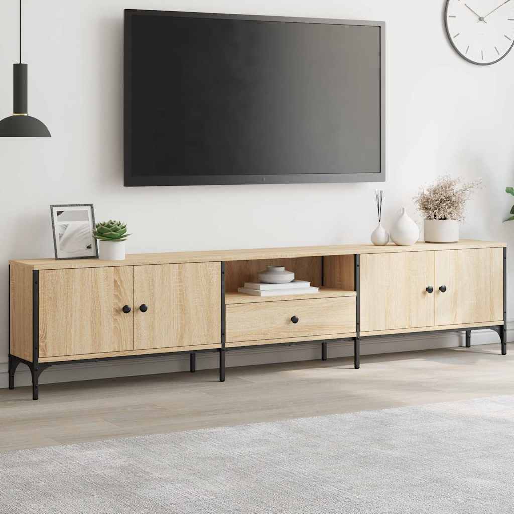 Meuble TV à tiroir chêne sonoma 200x25x44 cm bois d'ingénierie - XIOS