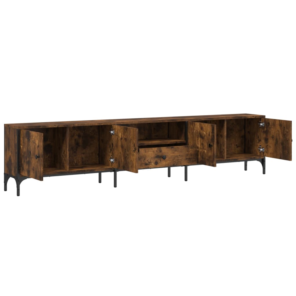 Meuble TV à tiroir chêne fumé 200x25x44 cm bois d'ingénierie - XIOS