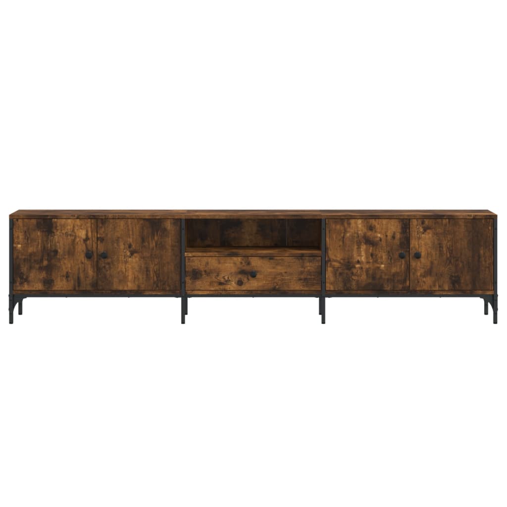 Meuble TV à tiroir chêne fumé 200x25x44 cm bois d'ingénierie - XIOS
