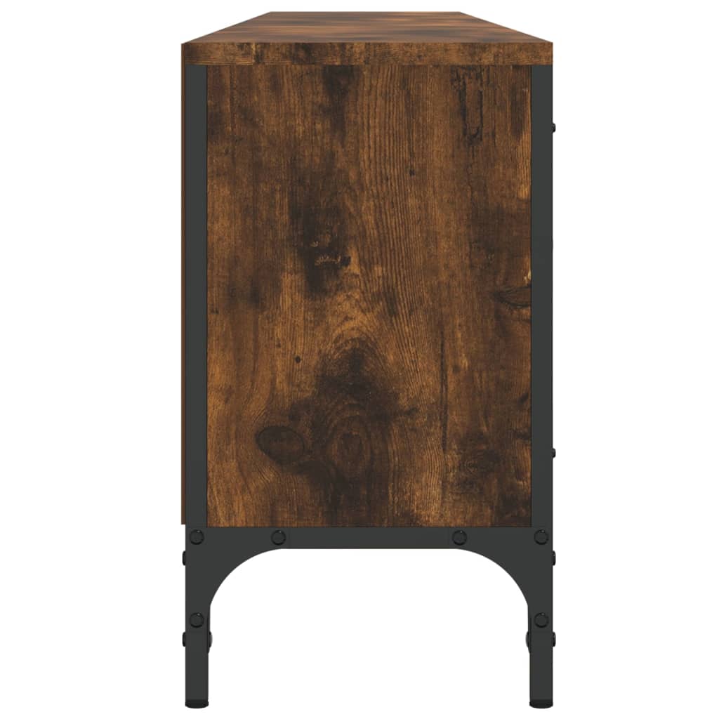 Meuble TV à tiroir chêne fumé 200x25x44 cm bois d'ingénierie - XIOS