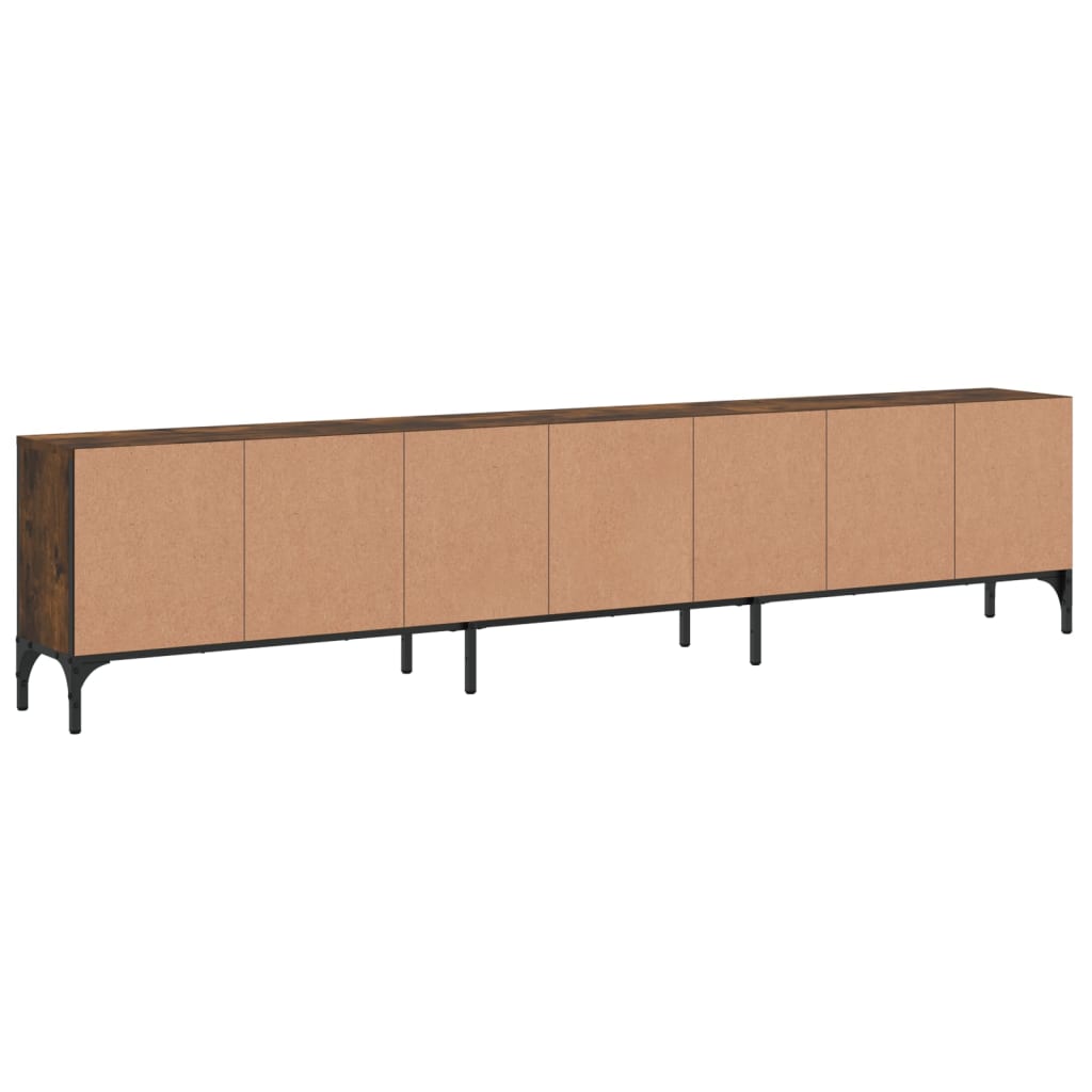Meuble TV à tiroir chêne fumé 200x25x44 cm bois d'ingénierie - XIOS