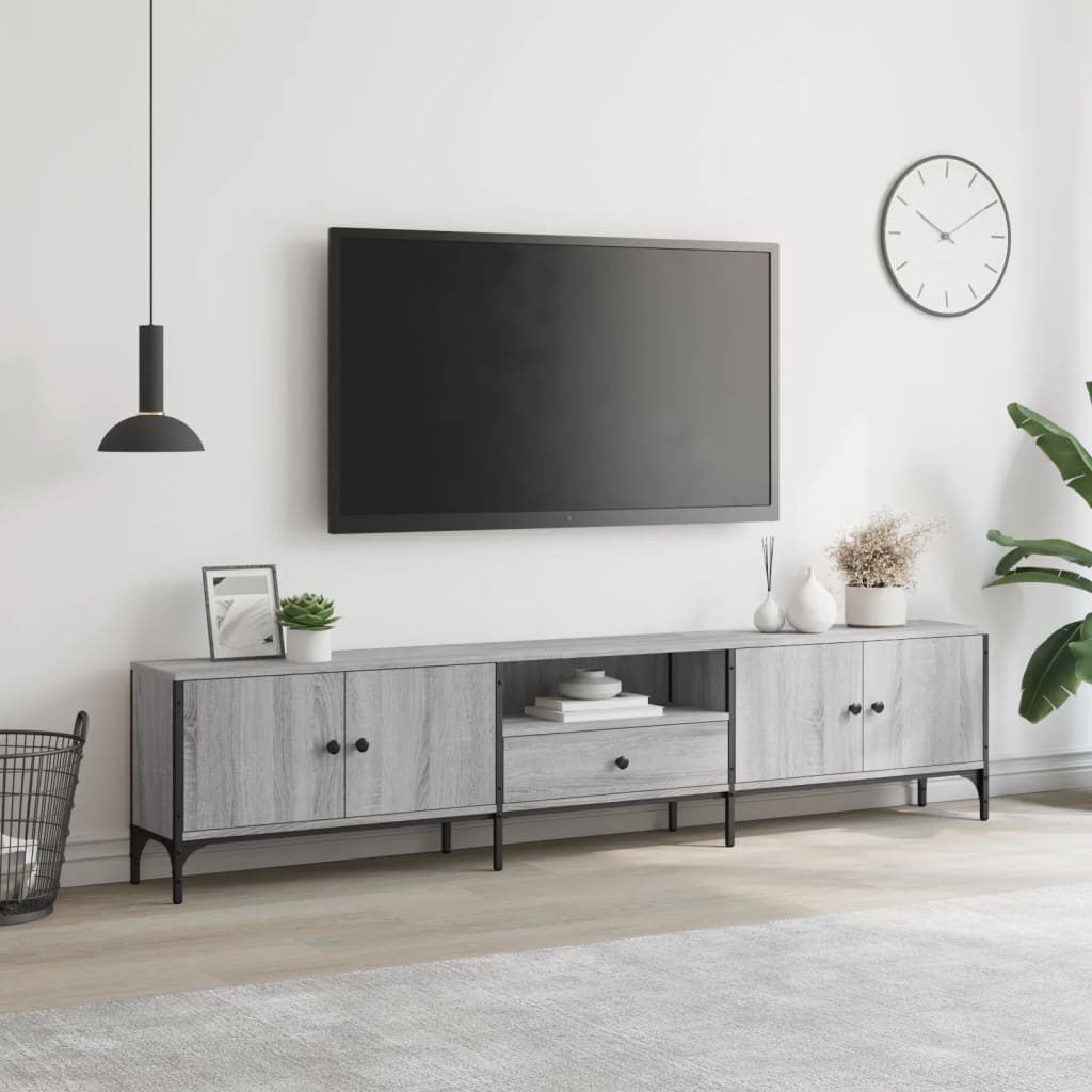 Meuble TV à tiroir sonoma gris 200x25x44 cm bois d'ingénierie - XIOS