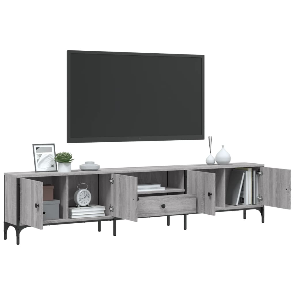 Meuble TV à tiroir sonoma gris 200x25x44 cm bois d'ingénierie - XIOS
