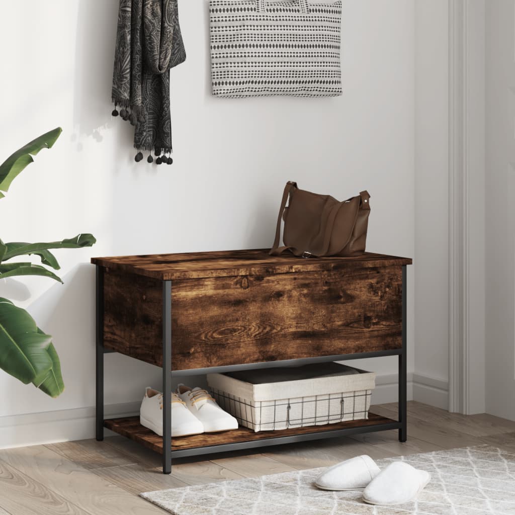 Banc de rangement chêne fumé 70x42,5x47 cm bois d'ingénierie - XIOS