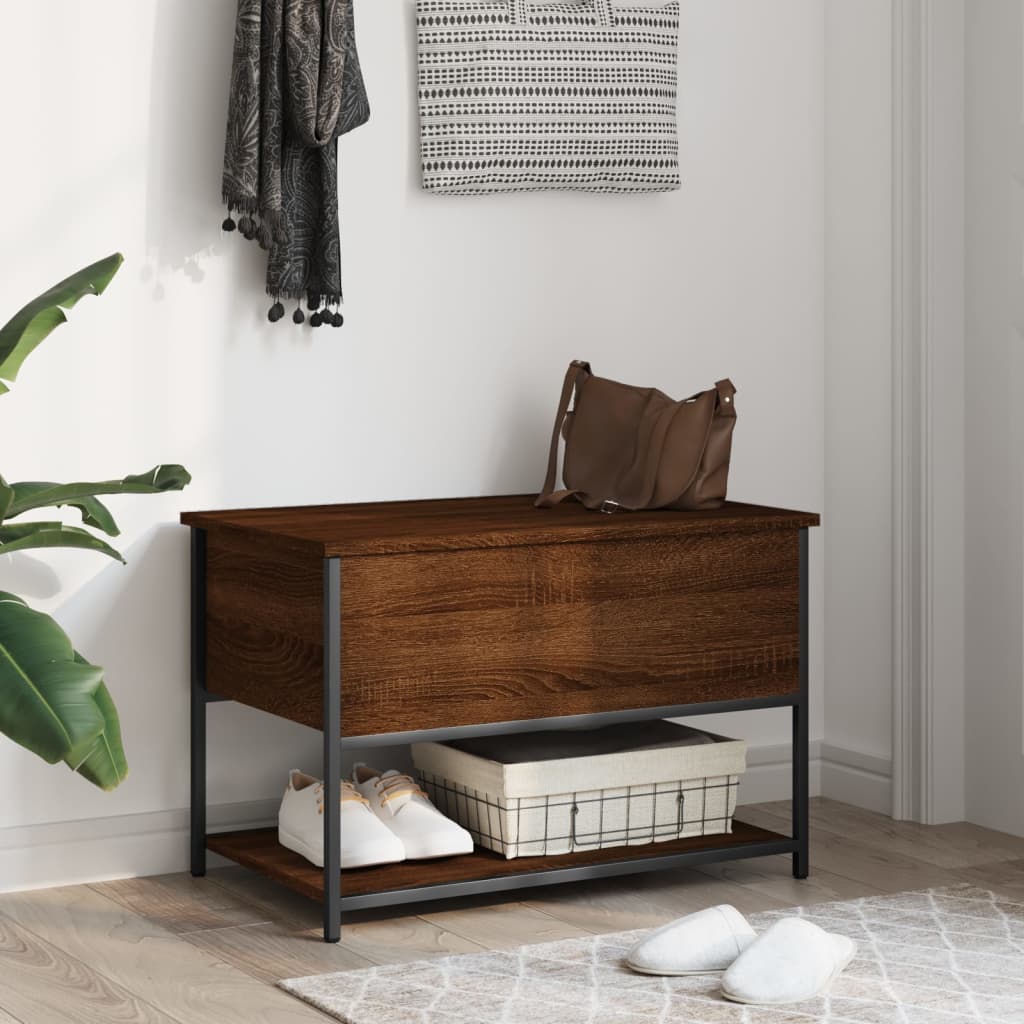 Banc de rangement chêne marron 70x42,5x47 cm bois d'ingénierie - XIOS