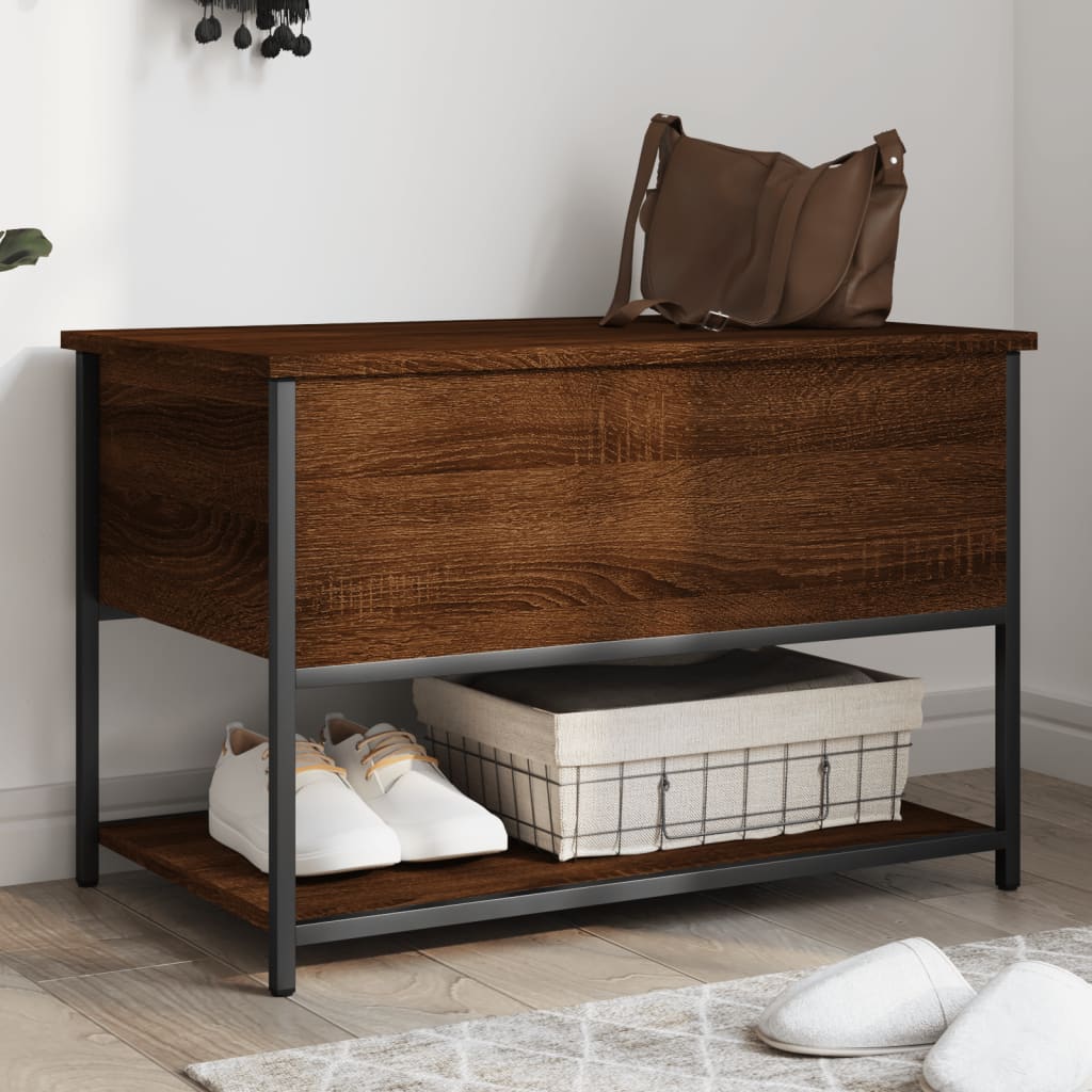 Banc de rangement chêne marron 70x42,5x47 cm bois d'ingénierie - XIOS