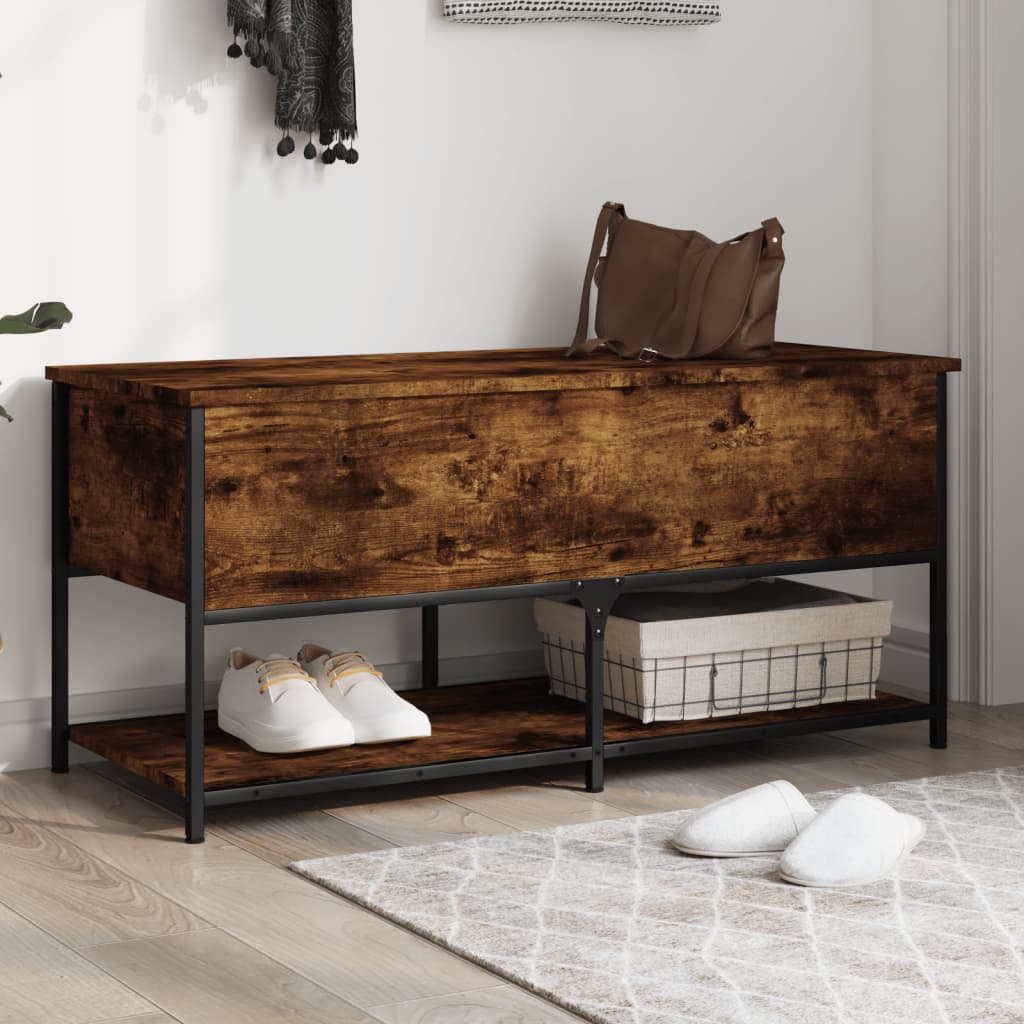 Banc de rangement chêne fumé 100x42,5x47 cm bois d'ingénierie - XIOS