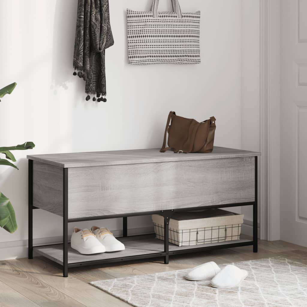 Banc de rangement sonoma gris 100x42,5x47 cm bois d'ingénierie - XIOS