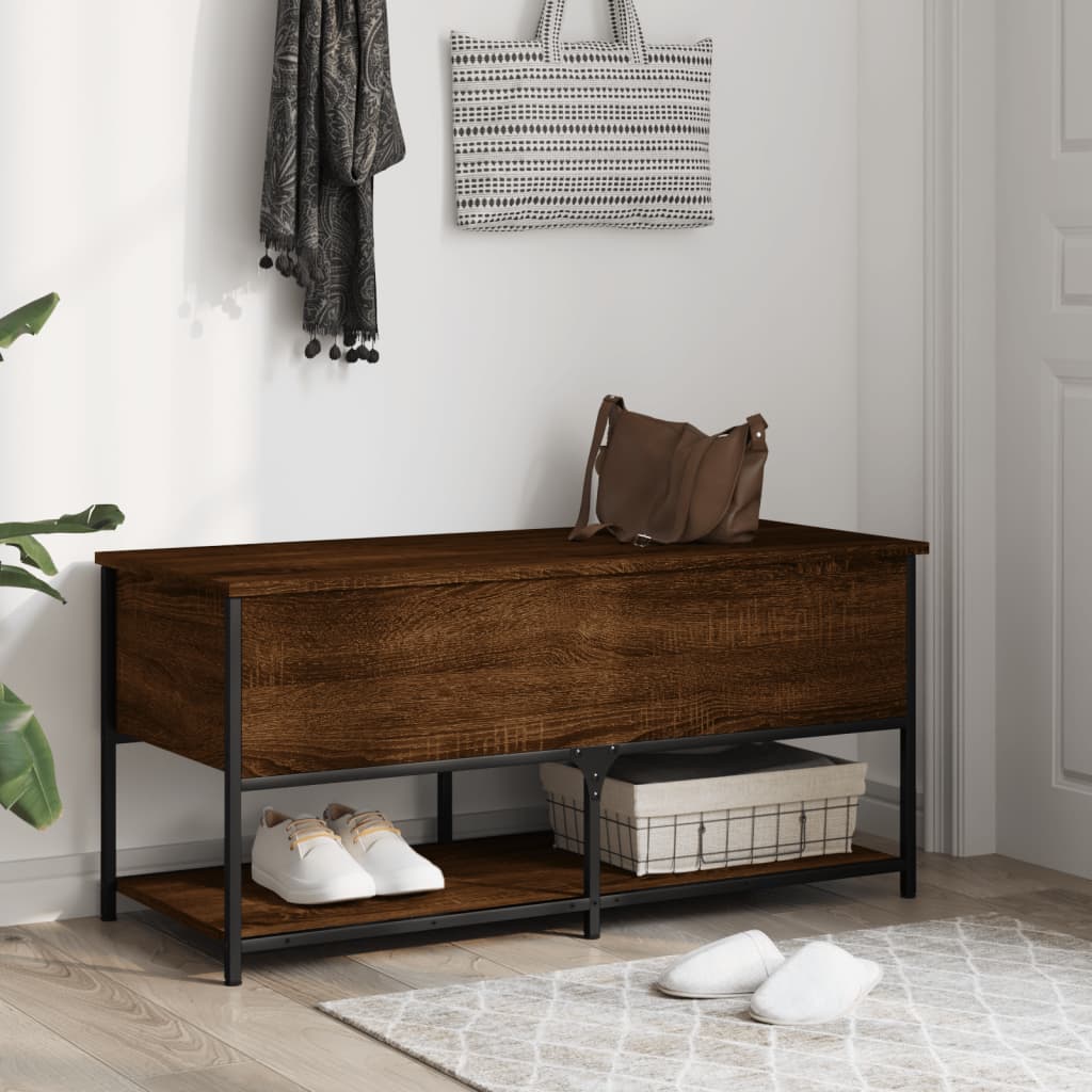 Banc de rangement chêne marron 100x42,5x47 cm bois d'ingénierie - XIOS