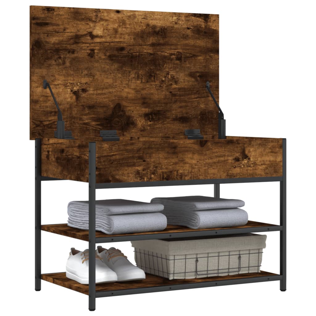 Banc à chaussures chêne fumé 70x42,5x50 cm bois d'ingénierie - XIOS