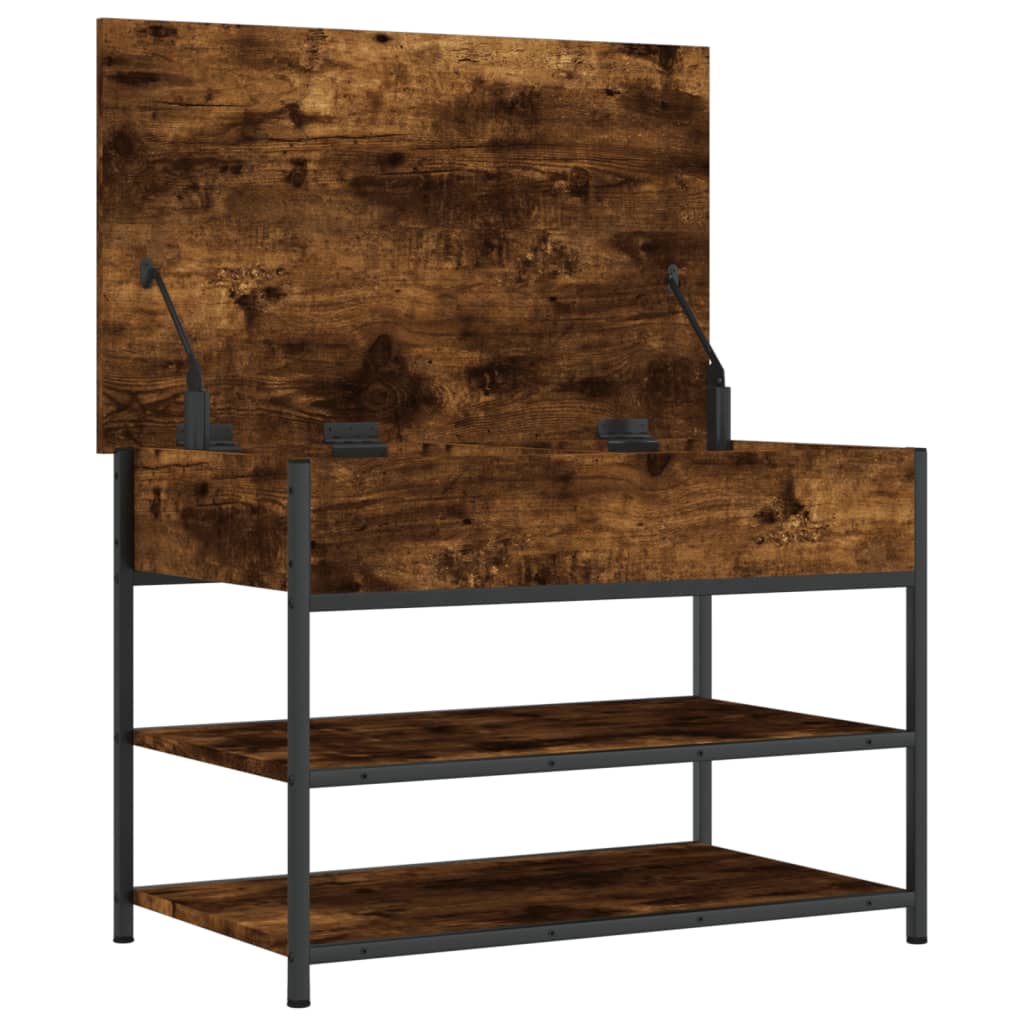 Banc à chaussures chêne fumé 70x42,5x50 cm bois d'ingénierie - XIOS