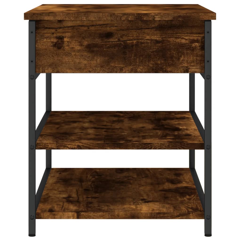 Banc à chaussures chêne fumé 70x42,5x50 cm bois d'ingénierie - XIOS