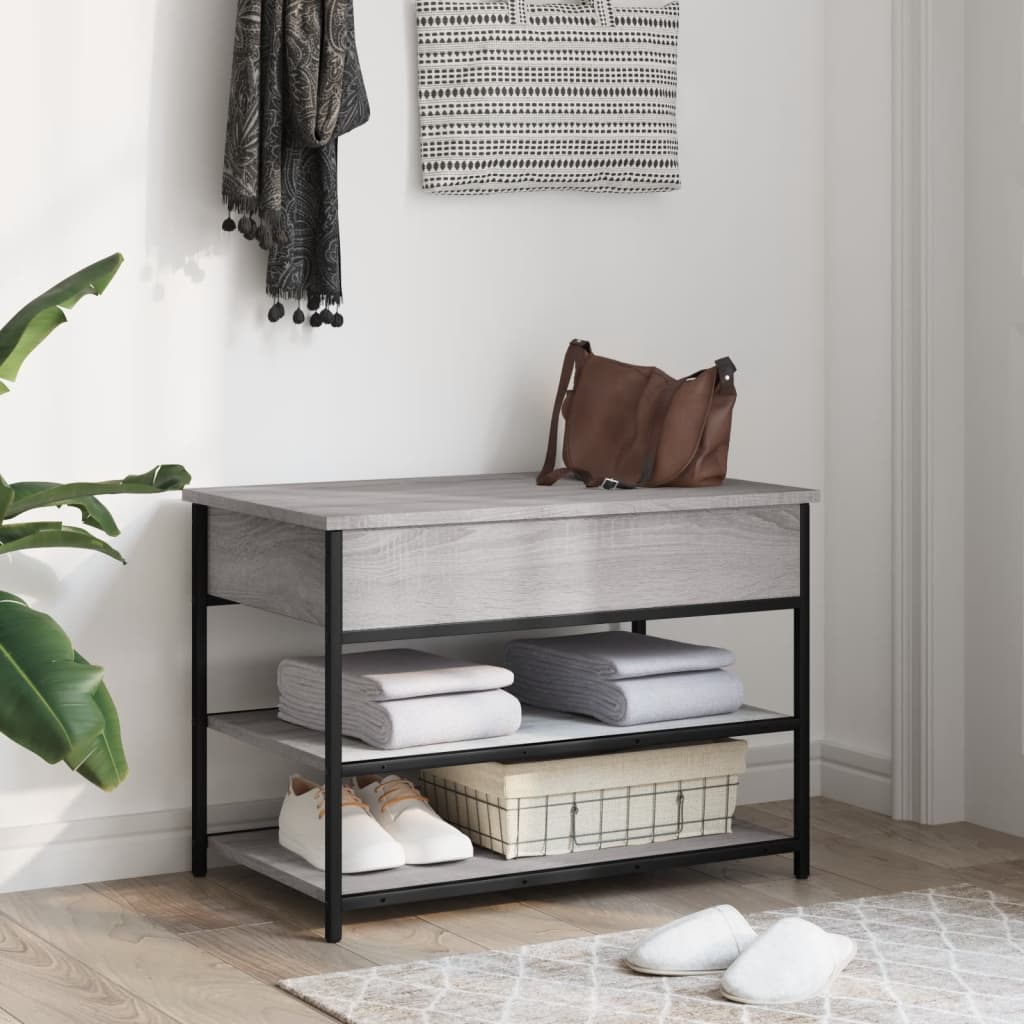 Banc à chaussures sonoma gris 70x42,5x50 cm bois d'ingénierie - XIOS