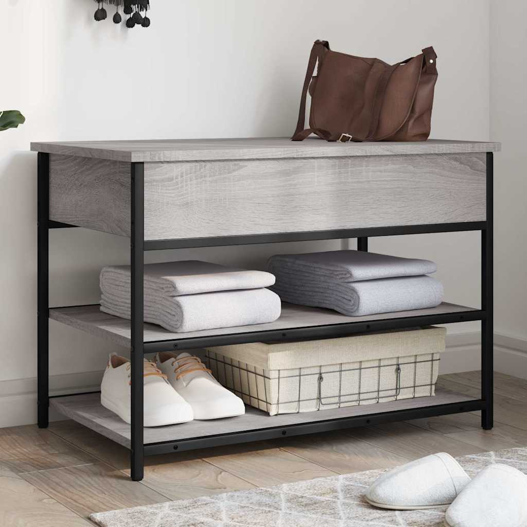 Banc à chaussures sonoma gris 70x42,5x50 cm bois d'ingénierie - XIOS