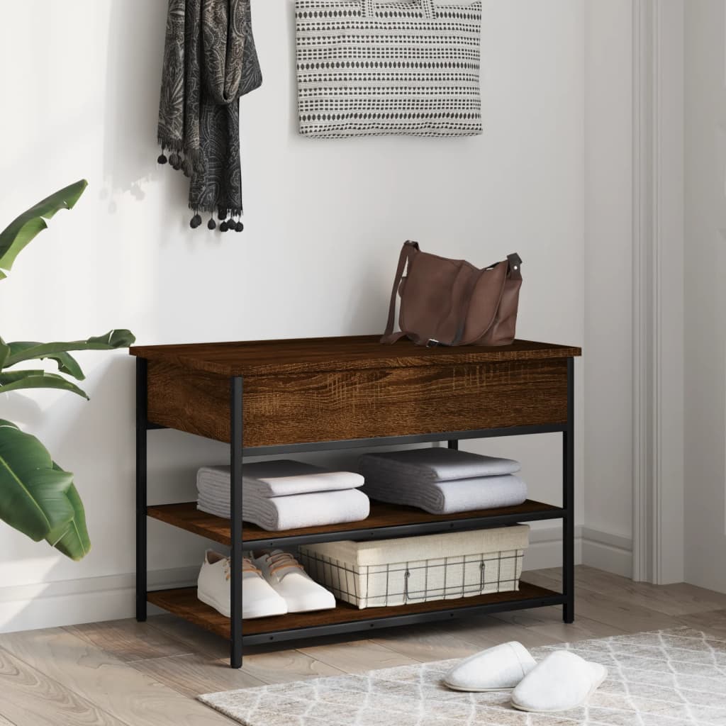 Banc à chaussures chêne marron 70x42,5x50 cm bois d'ingénierie - XIOS