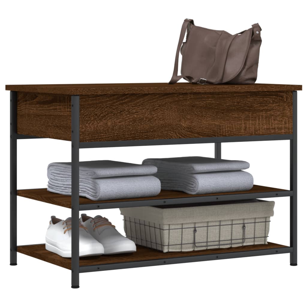 Banc à chaussures chêne marron 70x42,5x50 cm bois d'ingénierie - XIOS