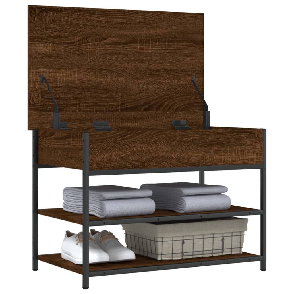 Banc à chaussures chêne marron 70x42,5x50 cm bois d'ingénierie - XIOS
