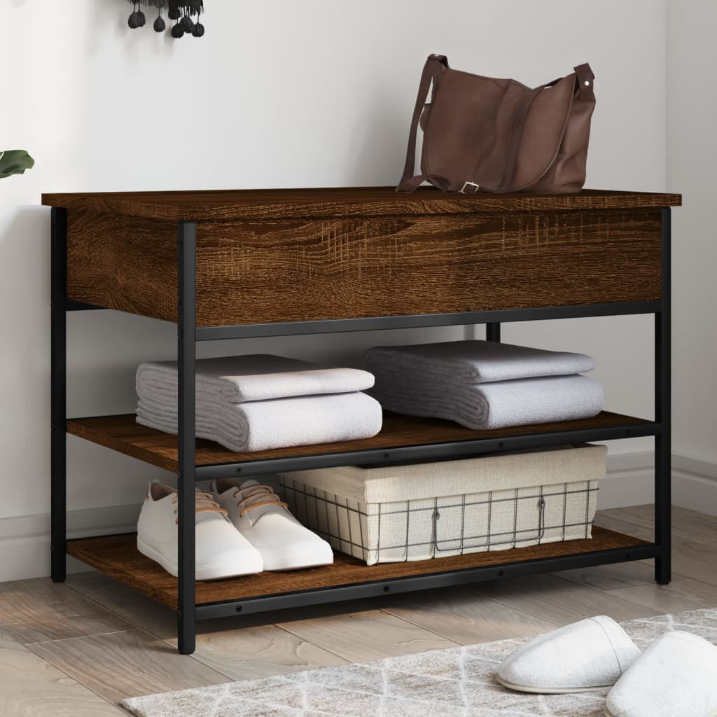 Banc à chaussures chêne marron 70x42,5x50 cm bois d'ingénierie - XIOS