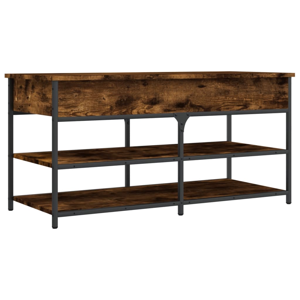 Banc à chaussures chêne fumé 100x42,5x50 cm bois d'ingénierie - XIOS